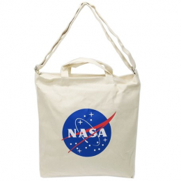 NASA シルクプリント ショルダートートバッグ/ミートボール ロゴ 宇宙